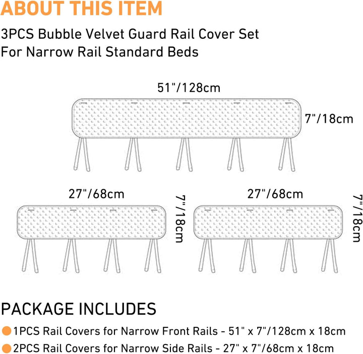 IULONEE 3pcs Baby Bed Rail Cover Protector Set Kinderbett Kantenschutz 128x18cm/68x18cm Bettkantensc