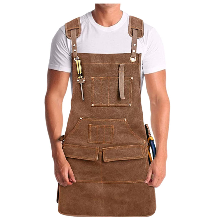 Schweisserschürze aus Leder für Männer - Robuste Grillschürze mit Werkzeugtaschen, hoher Hitzebestän