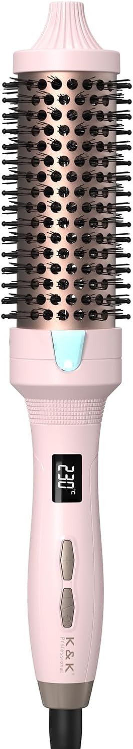 K&K 38mm Thermobürste Keratin Thermal Brush Protect Beheiztes Fass Heisse Haarbürste Ionisch Glatt S