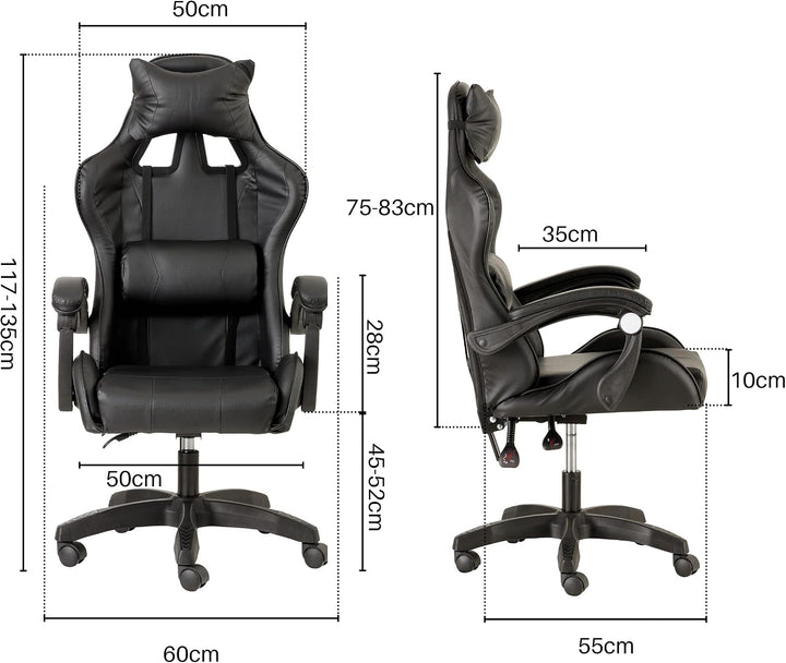 Baroni Home Gaming-Stuhl, ergonomischer Bürostuhl, gepolstert Gaming Sessel mit bequemer, Verstellba
