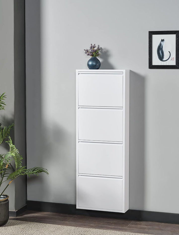 Klapp-Schubladen-Schuhschrank, Aufbewahrungs-Organizer, freistehendes Schuhregal, Wandmontage, Keine