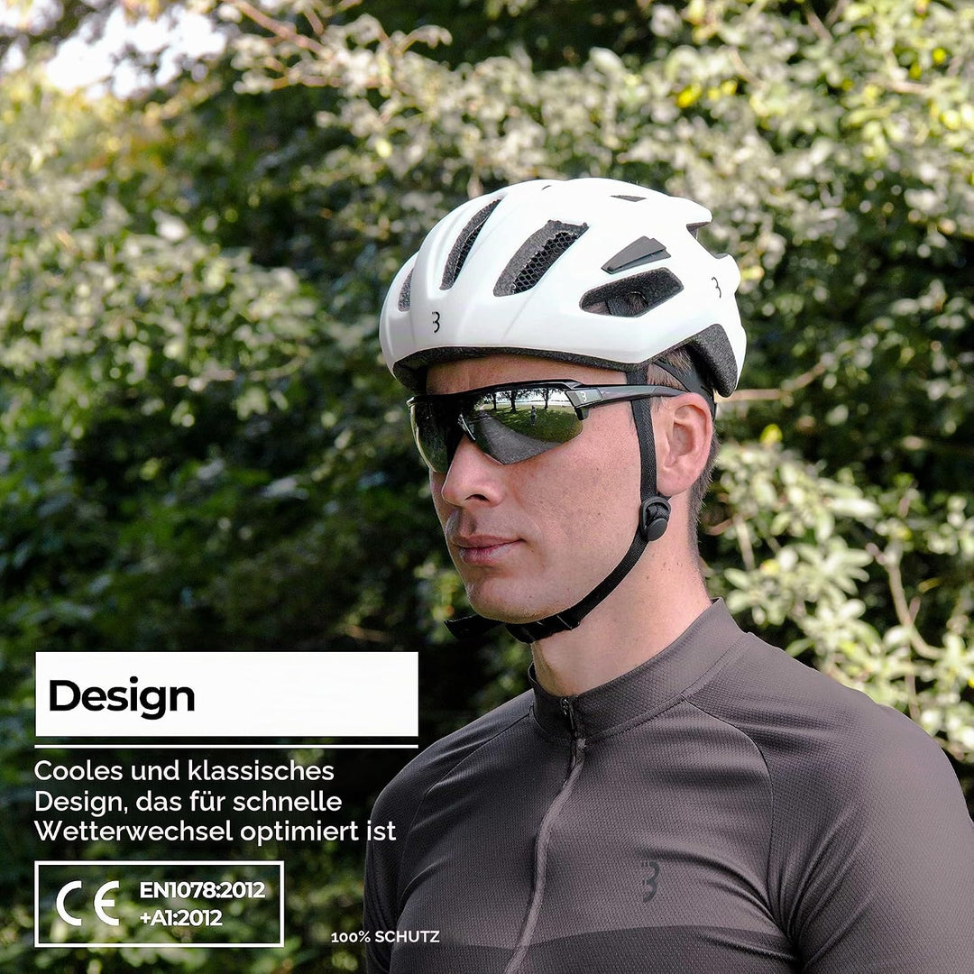 BBB Cycling Fahrradbrille Herren und Damen Sportbrille Sonnenbrille Radsport mit drei Wechselgläsern