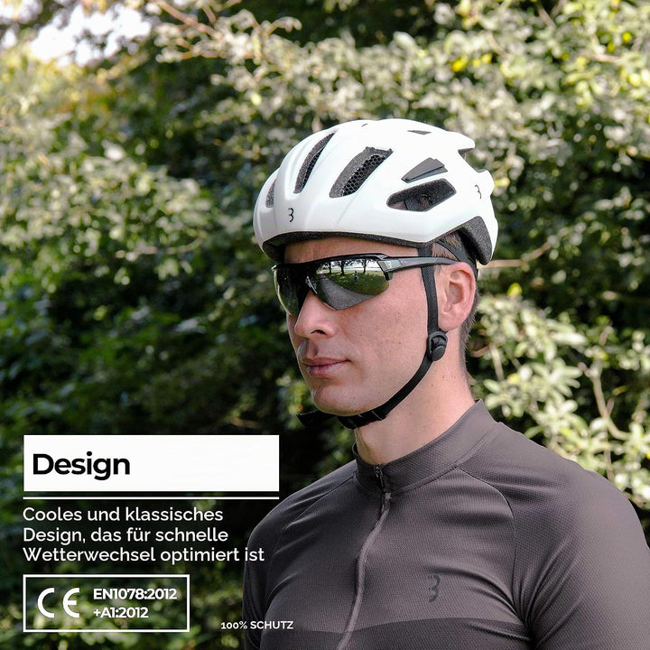BBB Cycling Fahrradbrille Herren und Damen Sportbrille Sonnenbrille Radsport mit drei Wechselgläsern