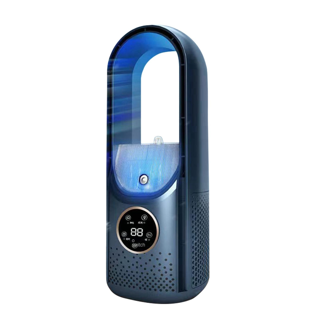 Ventilator Leise, Rotorloser Ventilator mit mit Luftreiniger, 6 Geschwindigkeiten, 9H Timer, USB-Auf