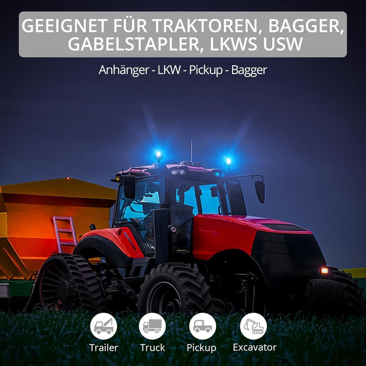 Justech 2x 40 SMD LED Rundumleuchte Warnleuchten Rundumlicht mit Blinkleuchte Blitzleuchte IP56 Magn