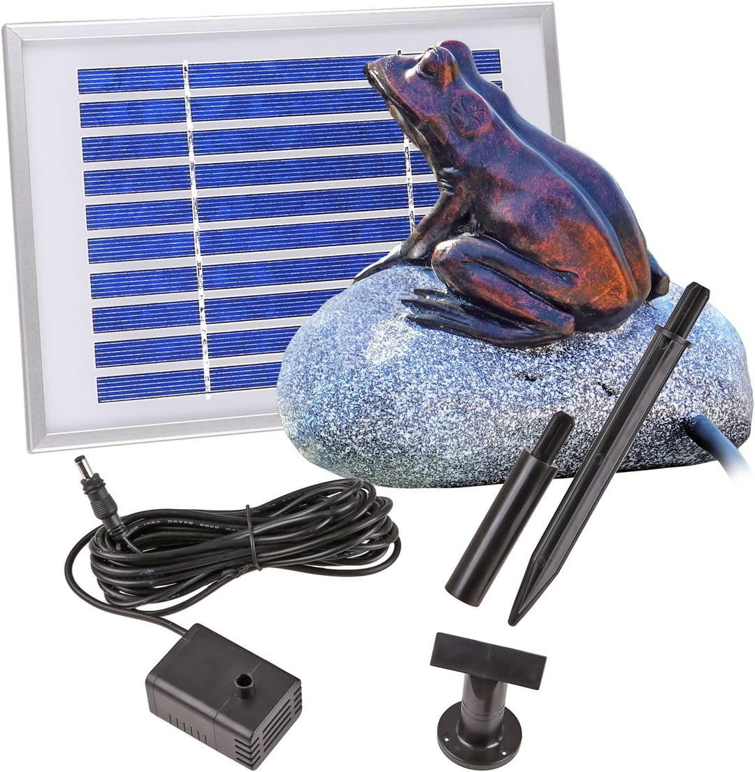 CLGarden Set Frosch Wasserspeier NSP10 Teichfigur Solarbrunnen mit Solar Pumpe für Teich Gartenteich