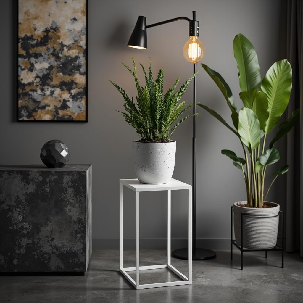 Pflanzenständer Ferro - 24x24x40cm - Farbe Weiss - für Zimmerblumen - Metallregal - Dekorativer Tisc