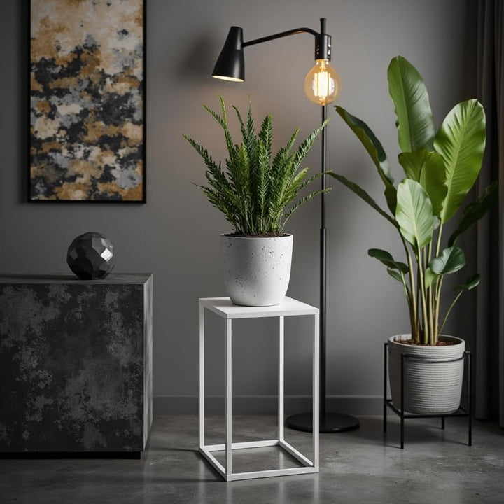 Pflanzenständer Ferro - 24x24x40cm - Farbe Weiss - für Zimmerblumen - Metallregal - Dekorativer Tisc