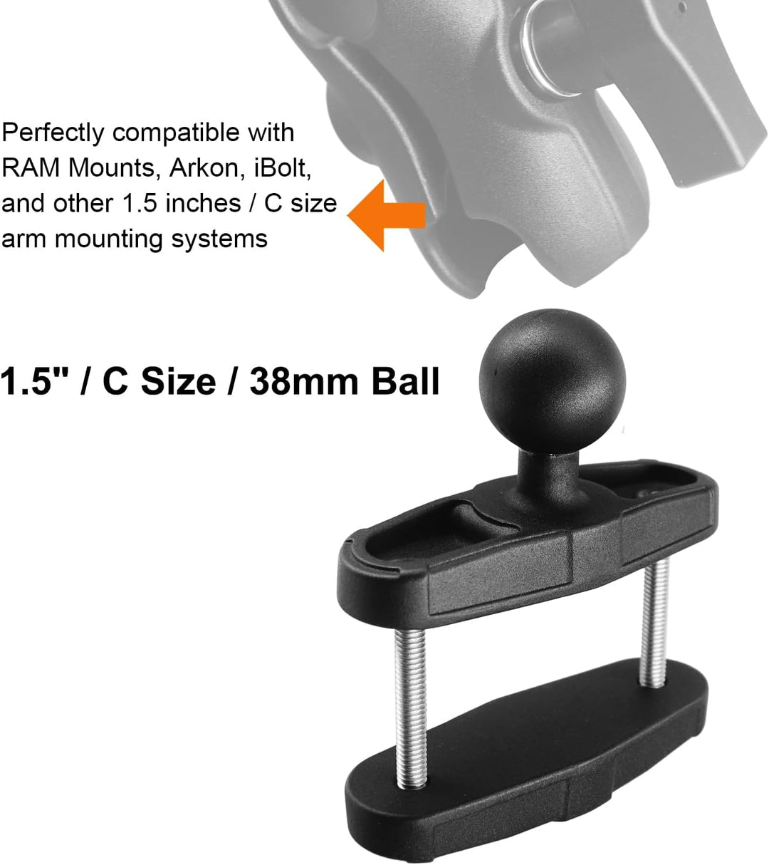 Aluminium 1,5 Zoll Kugelklemme für Vierkantschienen bis 5,3 cm Durchmesser, kompatibel mit RAM Mount