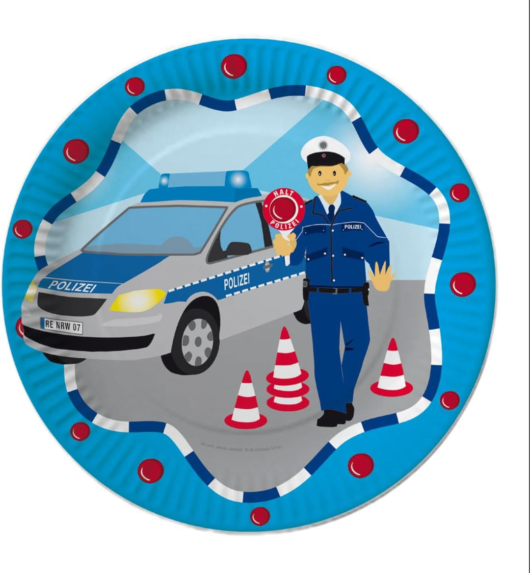 Polizei-Partyset für 10 Kinder mit Sticker Fingerabdruck und Hängekette - 108 TLG // Kindergeburtsta