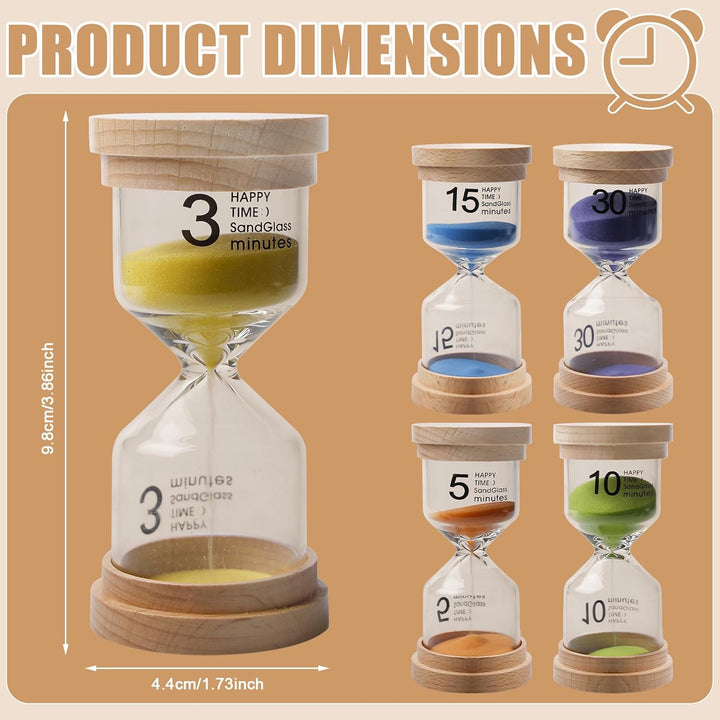 5 Stück Bunter sanduhren Set für kinde, Sanduhren 5 Farben Sanduhr, 3/5/10/15/30 Glas Timer für Schu