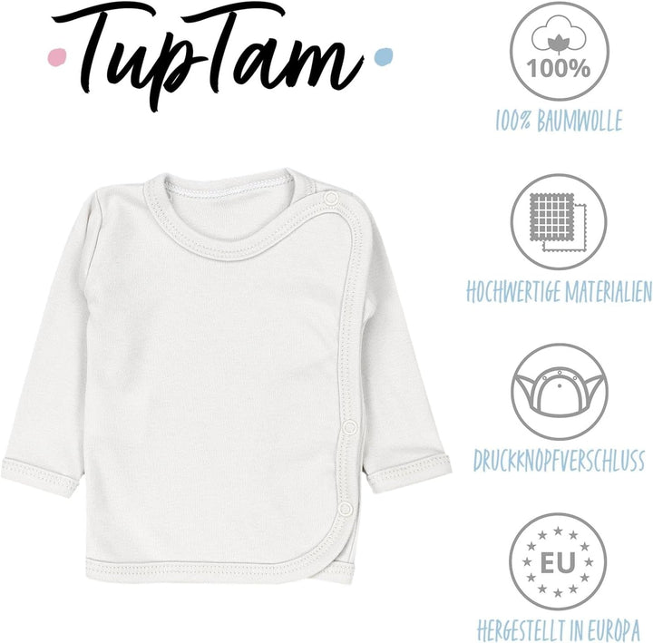 TupTam Unisex Baby Wickelshirt Langarm 5er Pack, 50 Hellbeige Wei&#xDF; Dunkelgr&#xFC;n Jeans Dunkel