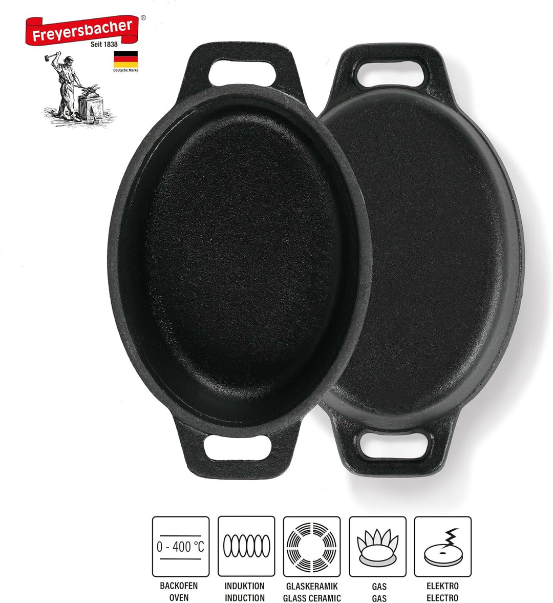 Mini Cocotte Oval 12 x 8,5 cm Gusseisen Emailliert Kleiner Topf mit Deckel Handgeschmiedeter Emaille