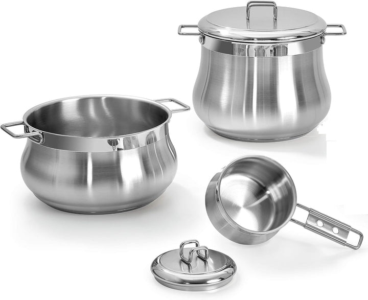 Barazzoni Bauch 18/10 Edelstahl-Batterie, Stahl, 5 Pieces, 5, 5 pieces