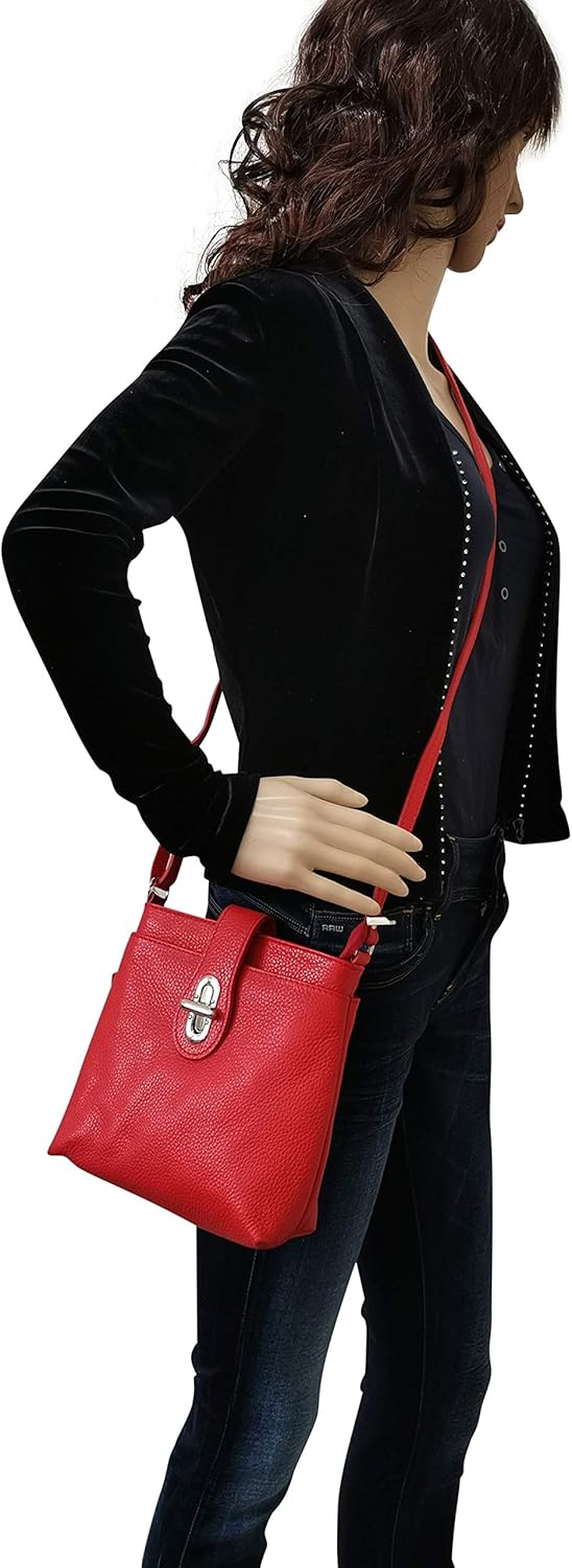 AMBRA Moda Damen echt Ledertasche Handtasche Schultertasche Umhängtasche Citybag Girl Crossover GL00
