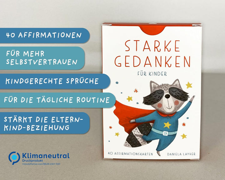 40 Affirmationskarten Kinder - Rüsselfuchs Starke Gedanken - Mutmachkarten für Kinder - Selbstbewuss