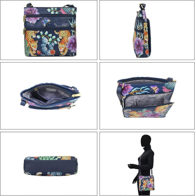 Anuschka Handbemalte Crossbody Tasche mit Organizerfach & RFID-Schutz Wild Desert, Wild Desert