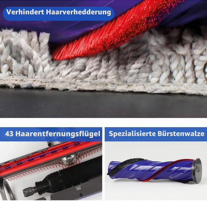 Verbesserter Anti-Verhedderungs Bodendüse, 50W Ersatz-Staubsaugerkopf Kompatibel mit Dyson V12 Slim,