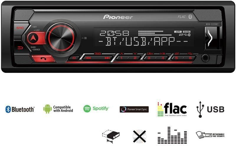 PIONEER MVH-S320BT Automagnetola schwarz,rot Bluetooth Single, schwarz,rot Bluetooth Single