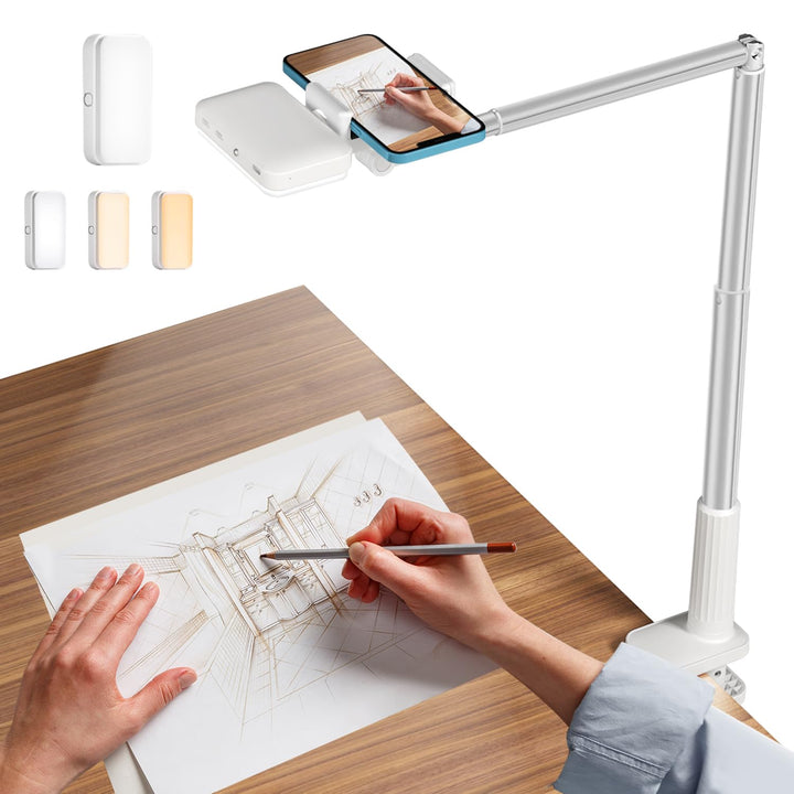 yAyusi Overhead Stativ Handy mit Ringlicht, LED Ringlicht mit Stativ Handy, Batteriebetriebenes Dimm