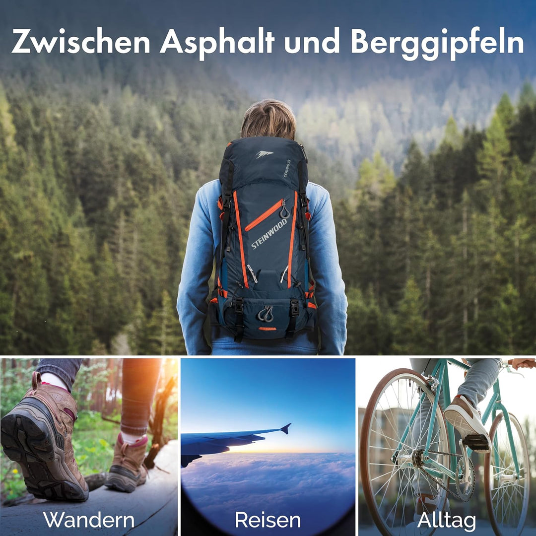 Steinwood Wanderrucksack Herren & Damen 35L - Outdoor-Rucksack, Reiserucksack, Tagesrucksack wassera