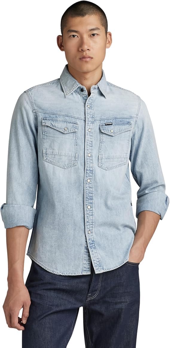 G-STAR Herren Slim Denim Hemd Shirts XS Blau (Sun Faded Blue Mist D23616-d252-g342), XS Blau (Sun Fa