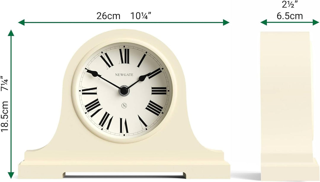 NEWGATE® Broadway Kaminsims Uhr | Klassisches Design des napoleonhutes | Vanille Creme | Römische zi