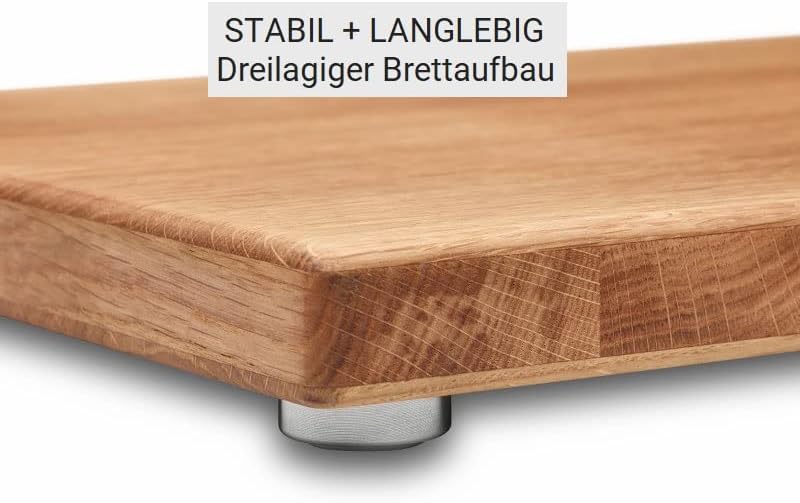 Schneidboard Eiche Inkl. Halter - Grosses Design Schneidebrett Aus Holz Mit Halter - Made in Germany