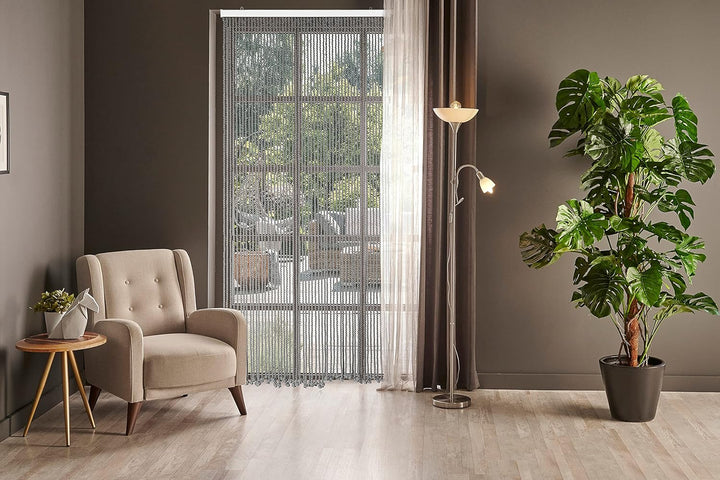 Kobolo Seilvorhang Türvorhang Grey 54 Stränge - Dekovorhang - rechteckig - Wohnzimmer