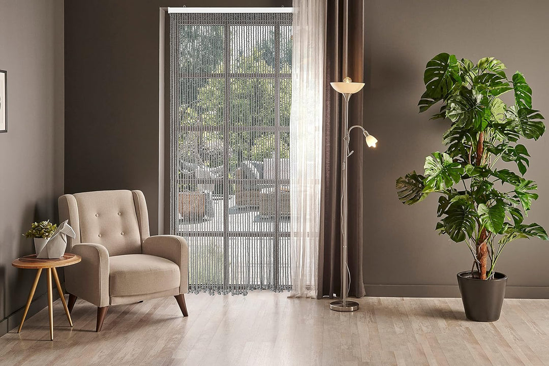 Kobolo Seilvorhang Türvorhang Grey 54 Stränge - Dekovorhang - rechteckig - Wohnzimmer