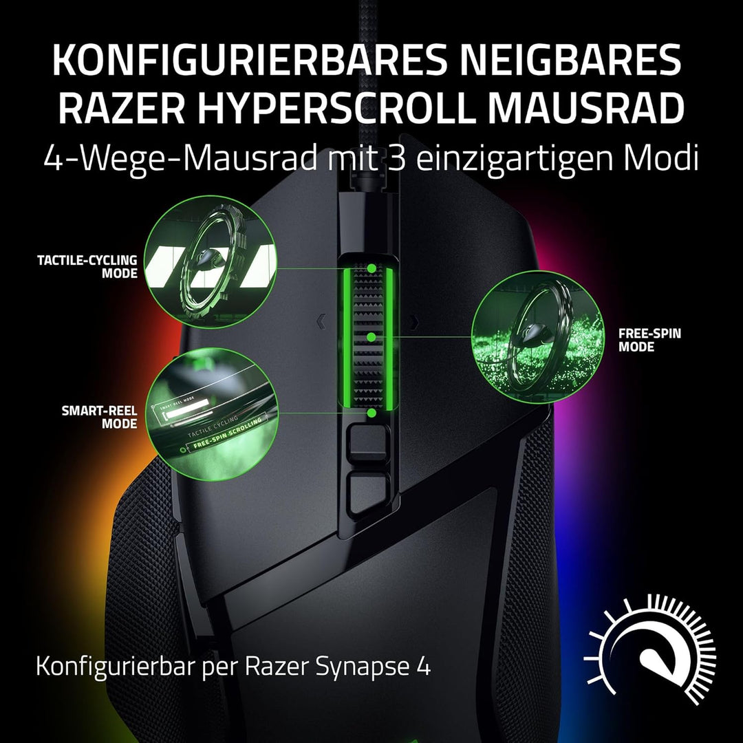 Razer Basilisk V3 35K - Vollständig anpassbare ergonomische kabelgebundene Gaming-Maus - Focus Pro 3