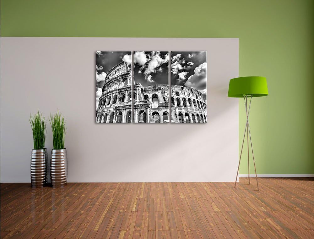 Pixxprint Colosseum bei Tag in Rom als Leinwandbild/Grösse: 3 Teilig (120x80 cm) cm/Wandbild/Kunstdr