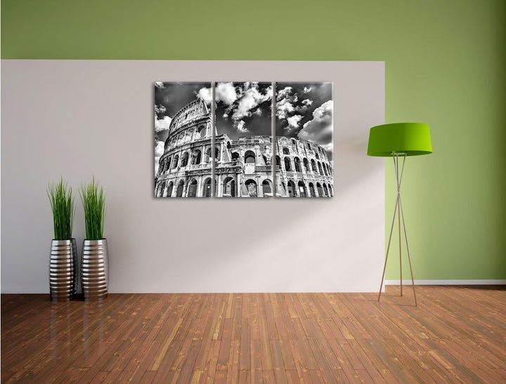 Pixxprint Colosseum bei Tag in Rom als Leinwandbild/Grösse: 3 Teilig (120x80 cm) cm/Wandbild/Kunstdr