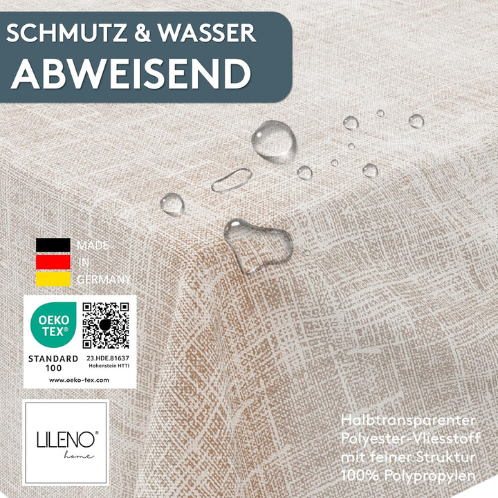 LILENO HOME Tischdeckenrolle 1,10 x 25 m - Tischdecke Mélange Taupe aus Vlies - Stoffähnlich, abwasc