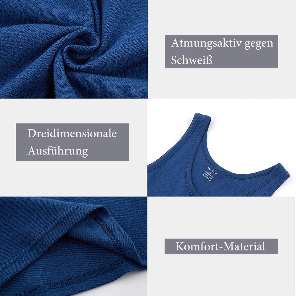 NUOZA 3/5er Pack Unterhemd Herren Tank Top Viele Farben 100% Hochwertige Baumwolle Schrumpft Nicht V