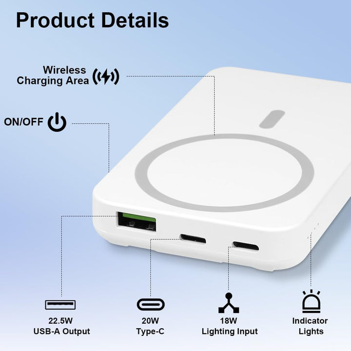 Flintronic Magnetic Battery, 10000mAh Magnetische Powerbank, Magnetische Powerbank, 22.5W PD Schnell