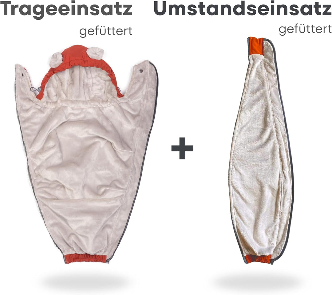 fun2bemum Aurora 5in1 Winter Jacke, Umstandsjacke mit Einsatz, Softshell Tragejacke mit Teddyfutter