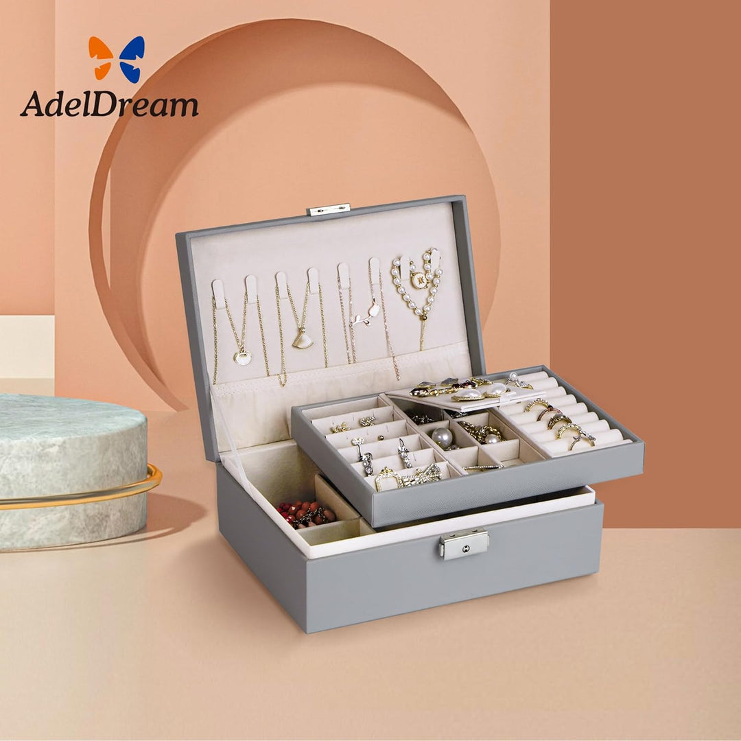 Tiklife Schmuckkästchen Schmuckschatulle Schmuckkasten Reise PU-Leder Schmuck Aufbewahrungsbox für R