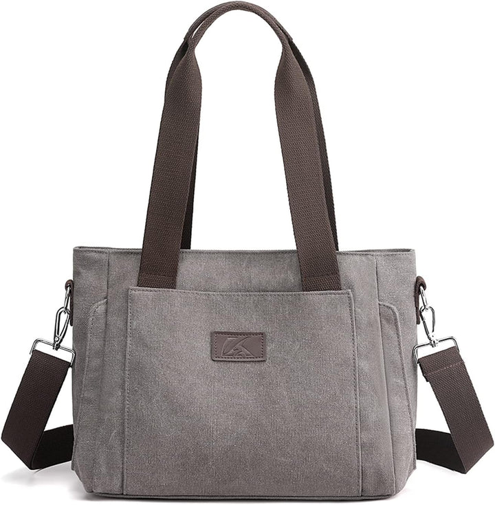 PORRASSO Damen Umhängetasche Segeltuch Handtasche Casual Schultertasche Hobotasche mit Mehreren Tasc