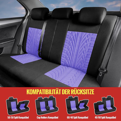 AUTOYOUTH Autositzbezüge Universal Fit Komplettset Autositzschoner Reifenschienen Autositzzubehör, V