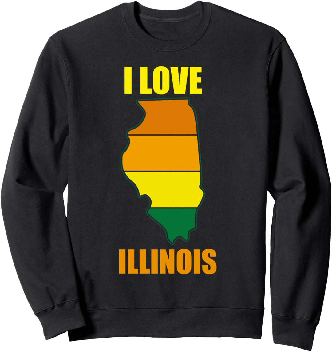 Illinois I Love Chicago Retro State Shape Skyline Sweatshirt