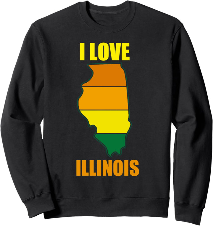 Illinois I Love Chicago Retro State Shape Skyline Sweatshirt