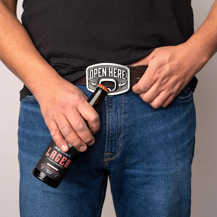 Itera Western-Bier-Gürtelschnalle – gross, Texas Cowboy-Stil Flaschenöffner Schnallen für Männer – H