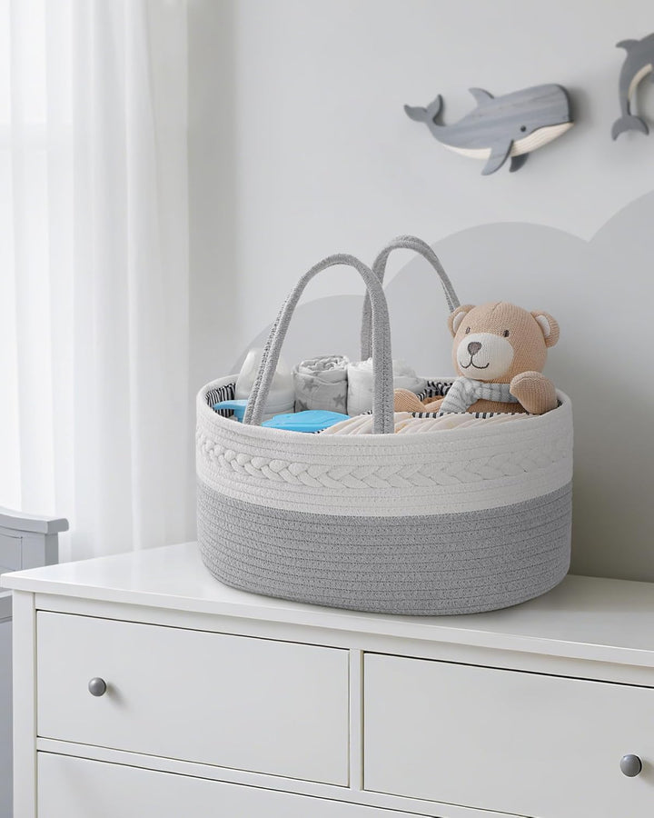 Maliton Wickeltisch Organizer，Baby Organizer Korb，Aufbewahrungskorb für den Wickeltisch，Windel Caddy