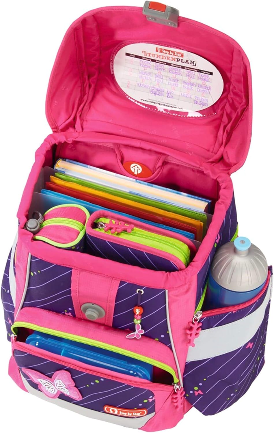 Step by Step Schulranzen-Set 2IN1 Plus Reflect „Shiny Butterfly“ 6-teilig, lila-pink, Schmetterling-