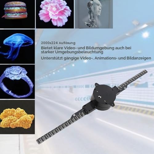 3D Hologramm Lüfter, 16,5 Zoll WiFi 3D Hologramm Projektor, LED Hologramm Display mit 224 LED Lichtp