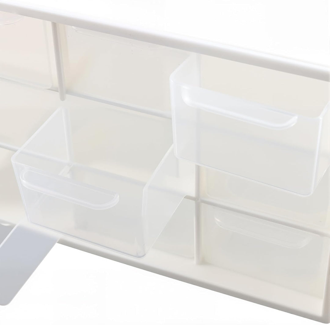 NAMYEUT 6 Stück Bastelbox Aufbewahrung mit 9 Schubladen, 18x12x10cm Mini Schubladenbox Weiss, Kleine