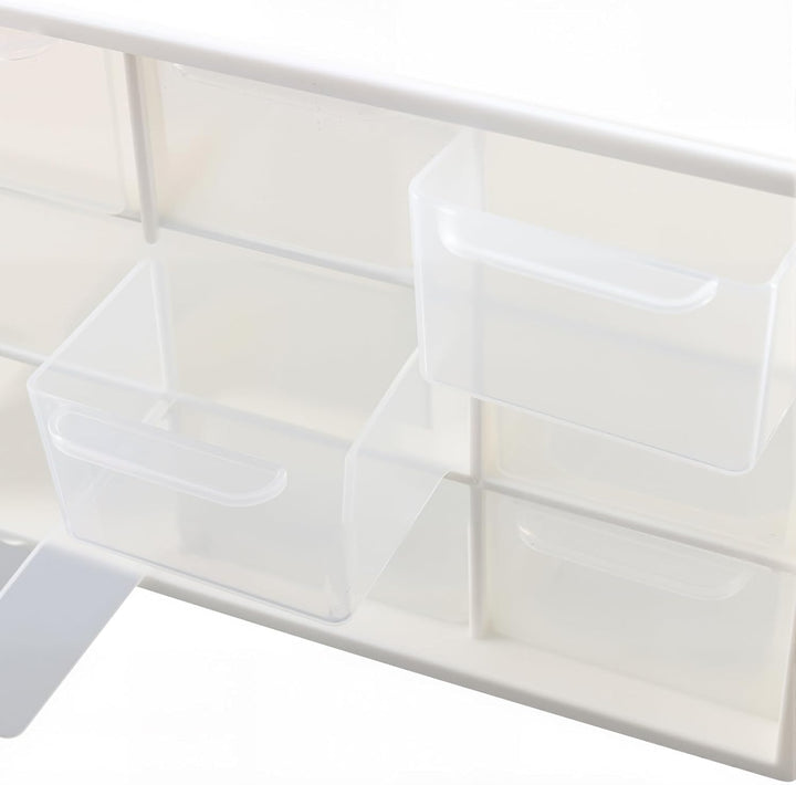NAMYEUT 6 Stück Bastelbox Aufbewahrung mit 9 Schubladen, 18x12x10cm Mini Schubladenbox Weiss, Kleine