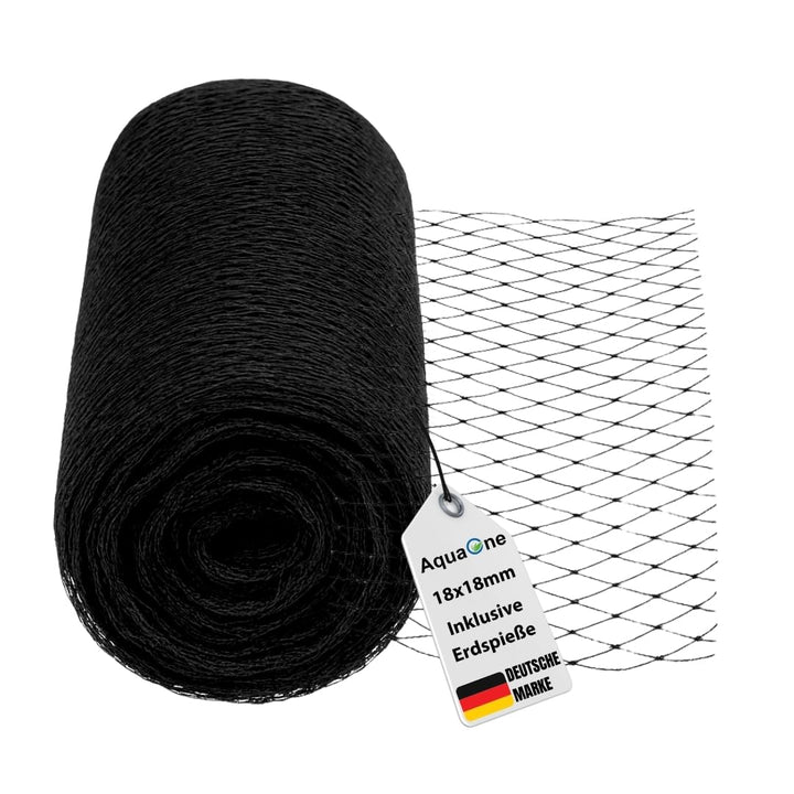 AquaOne Teichnetz feinmaschig 3x4m Teichabdeckung für laubfreien Teich Vielseitiges Netz in schwarz