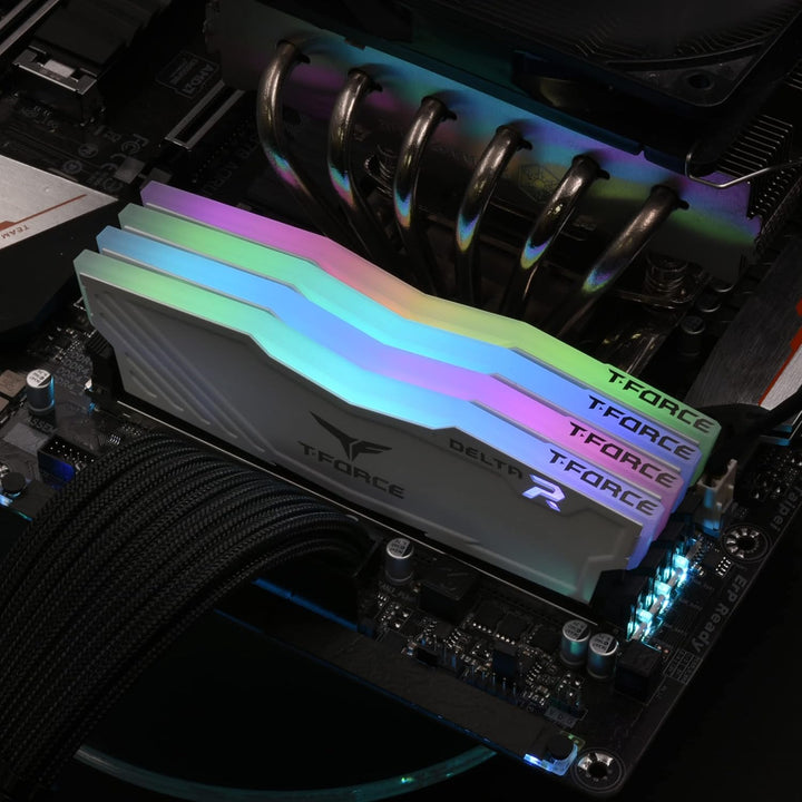 TEAMGROUP Team T-Force Delta RGB DDR4 Gaming Memory, 2 x 16 GB, 3200 MHz, 288 Pin DIMM, White 32GB (